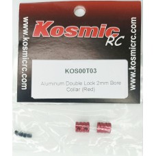 KOSMIC RC ALUMINIUM DOUBLE LOCK 2MM BORE COLLAR (RED) KOS00T03