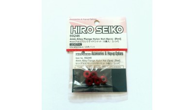 Hiro Seiko 4mm Alloy Flange Nylon Nut [Red)