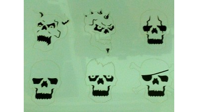 RCS Paint Stencil - Mini Skulls set - laser cut mylar reuseable flexible stencils